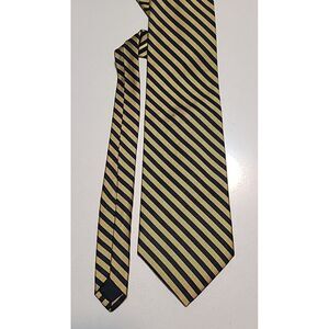 Brooks Brothers 57" Men's‎ Repp Tie Pure Silk Woven England Made USA Gold Navy